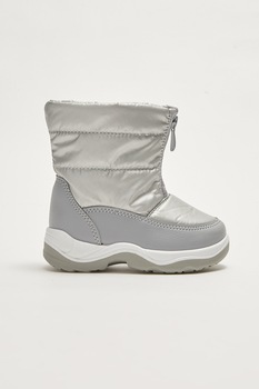 LC WAIKIKI, Cizme mid-calf cu captuseala cu aspect blanos, fara inchidere, Gri deschis/Alb prafuit LC WAIKIKI, Cizme mid-calf cu captuseala cu aspect blanos, fara inchidere, Gri deschis/Alb prafuit