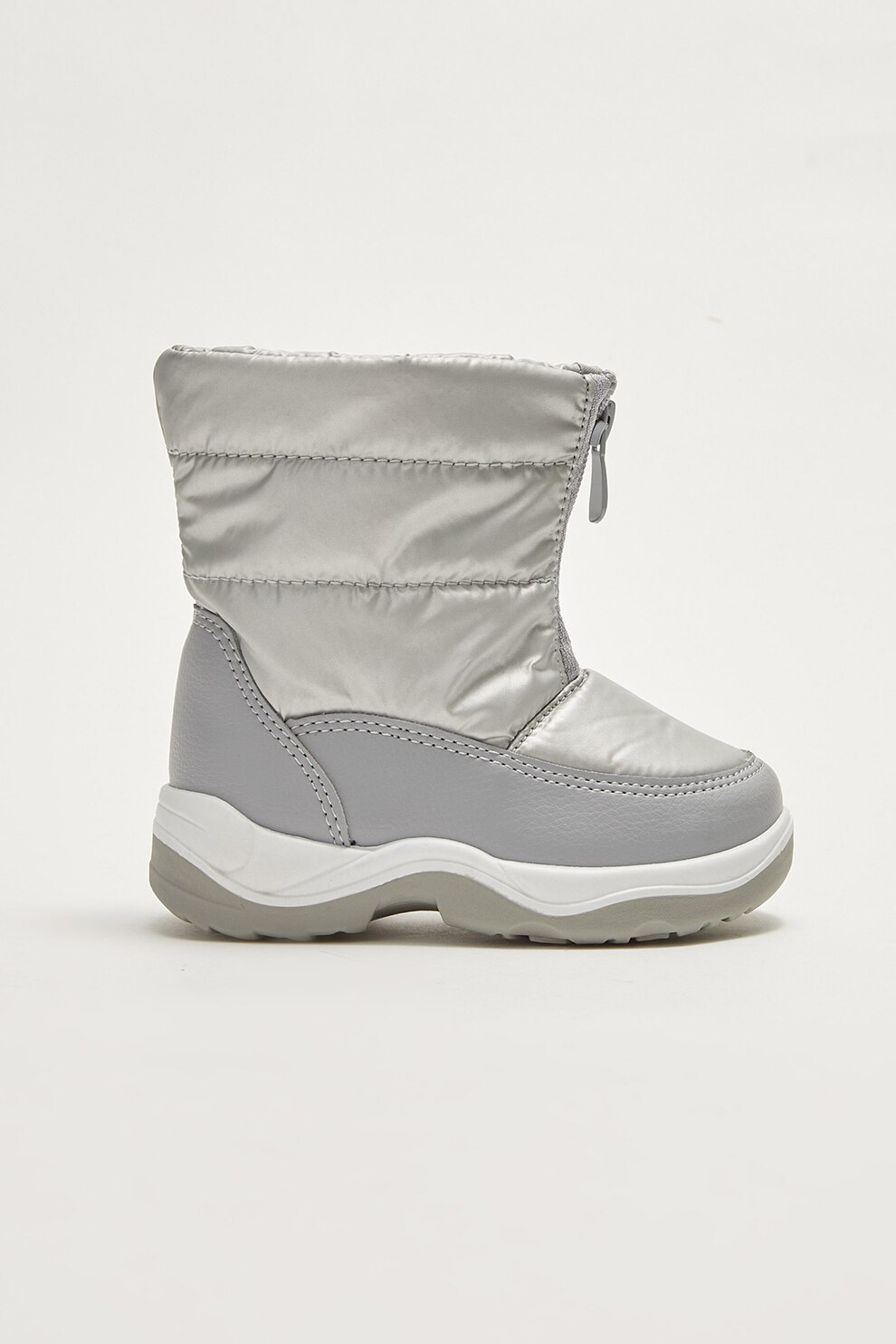 LC WAIKIKI, Cizme mid-calf cu captuseala cu aspect blanos, fara inchidere, Gri deschis/Alb prafuit