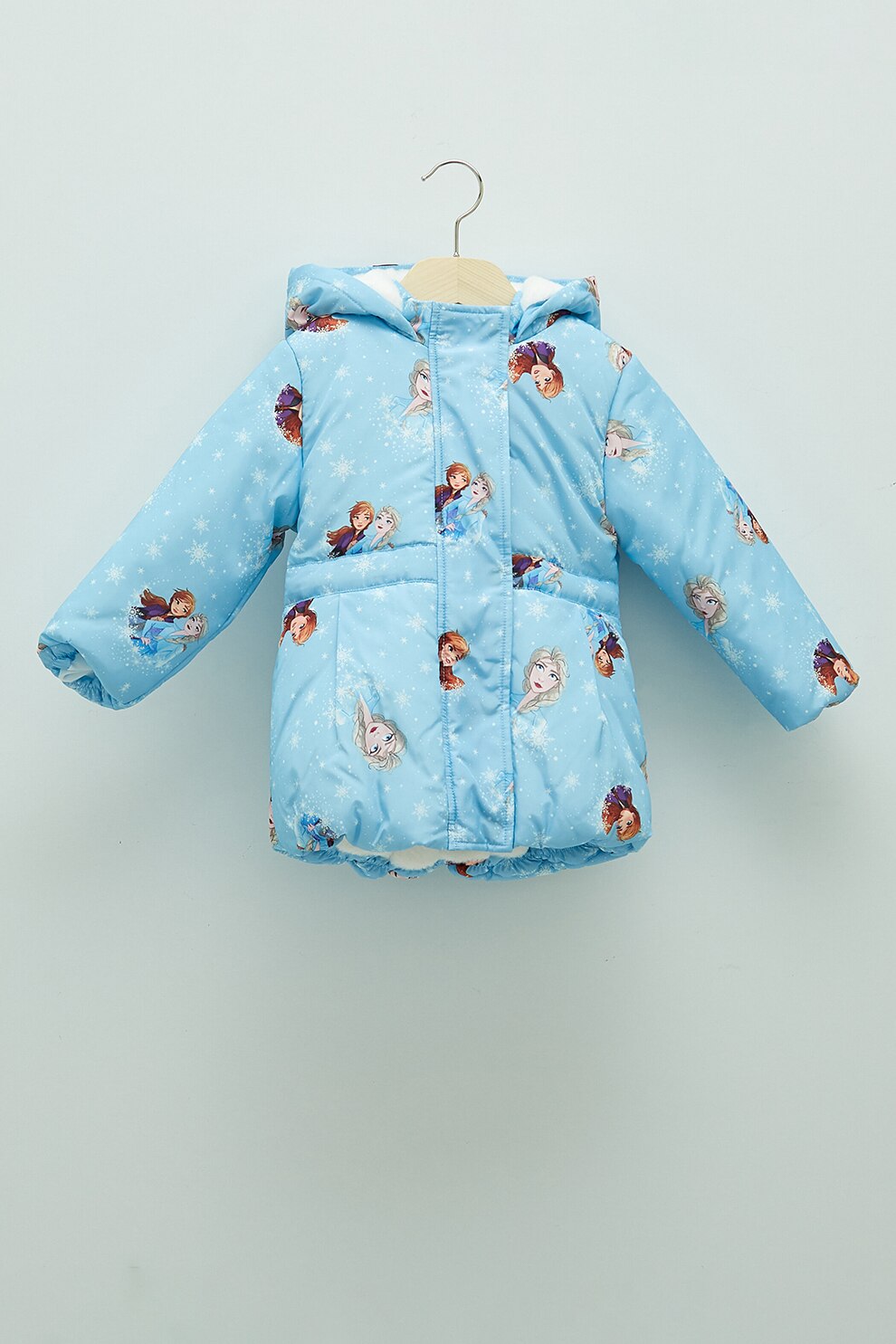 LC WAIKIKI, Geaca cu vatelina si imprimeu Frozen, Albastru aqua