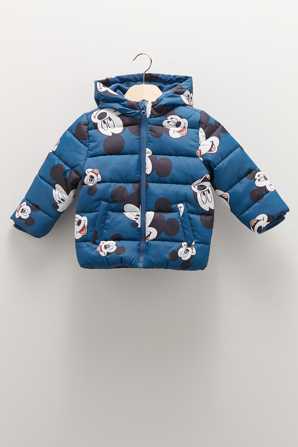 LC WAIKIKI, Geaca scurta cu vatelina si imprimeu Mickey Mouse, Albastru prafuit/Negru/Alb optic