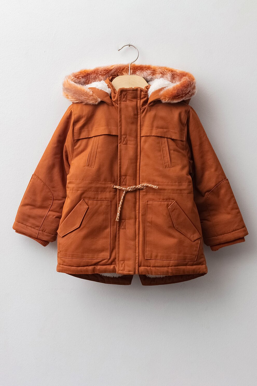 LC WAIKIKI, Geaca parka cu garnitura de blana sintetica, Ocru