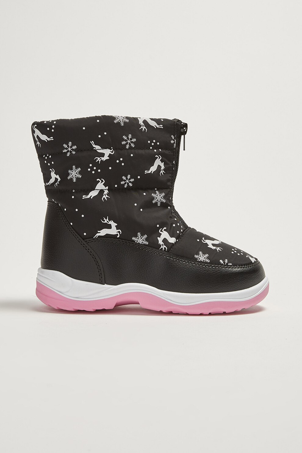 LC WAIKIKI, Cizme mid-calf cu captuseala cu aspect blanos, fara inchidere, Negru/Alb/Roz pastel