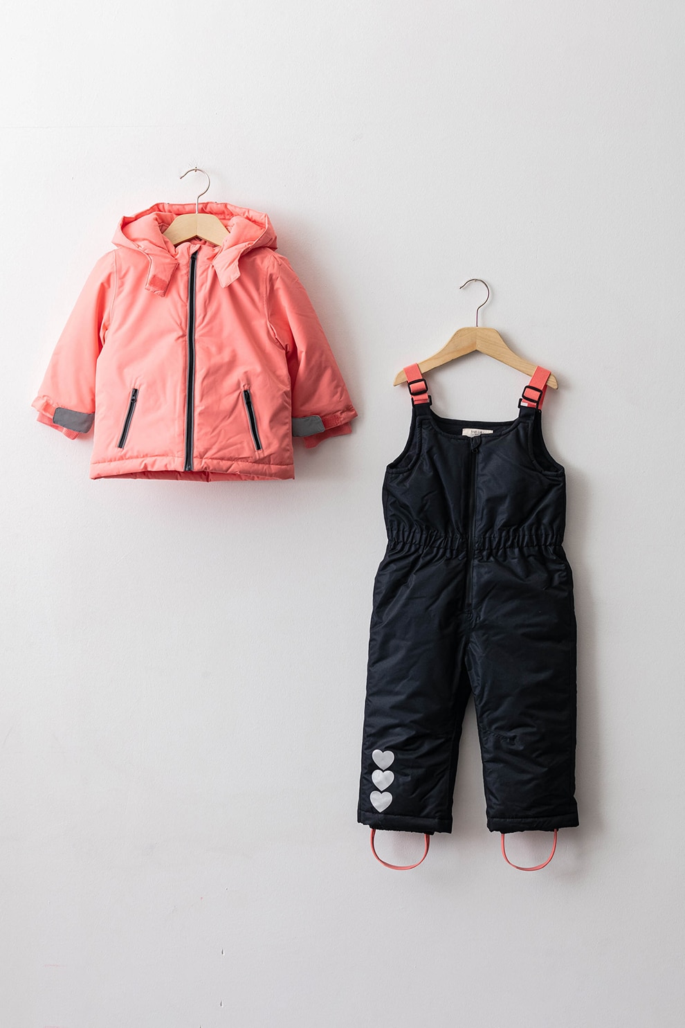 LC WAIKIKI, Set de salopeta si geaca cu vatelina, Bleumarin/Corai