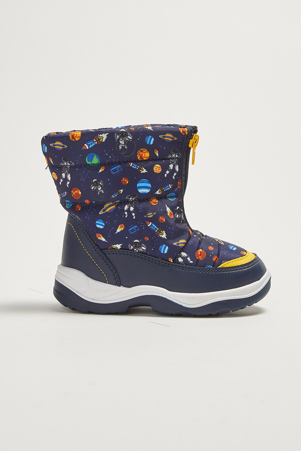 LC WAIKIKI, Cizme mid-calf cu captuseala cu aspect blanos si imprimeu, fara inchidere, Albastru inchis/Galben pal