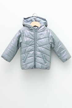 LC WAIKIKI, Geaca matlasata cu captuseala de blana sintetica, Albastru prafuit LC WAIKIKI, Geaca matlasata cu captuseala de blana sintetica, Albastru prafuit