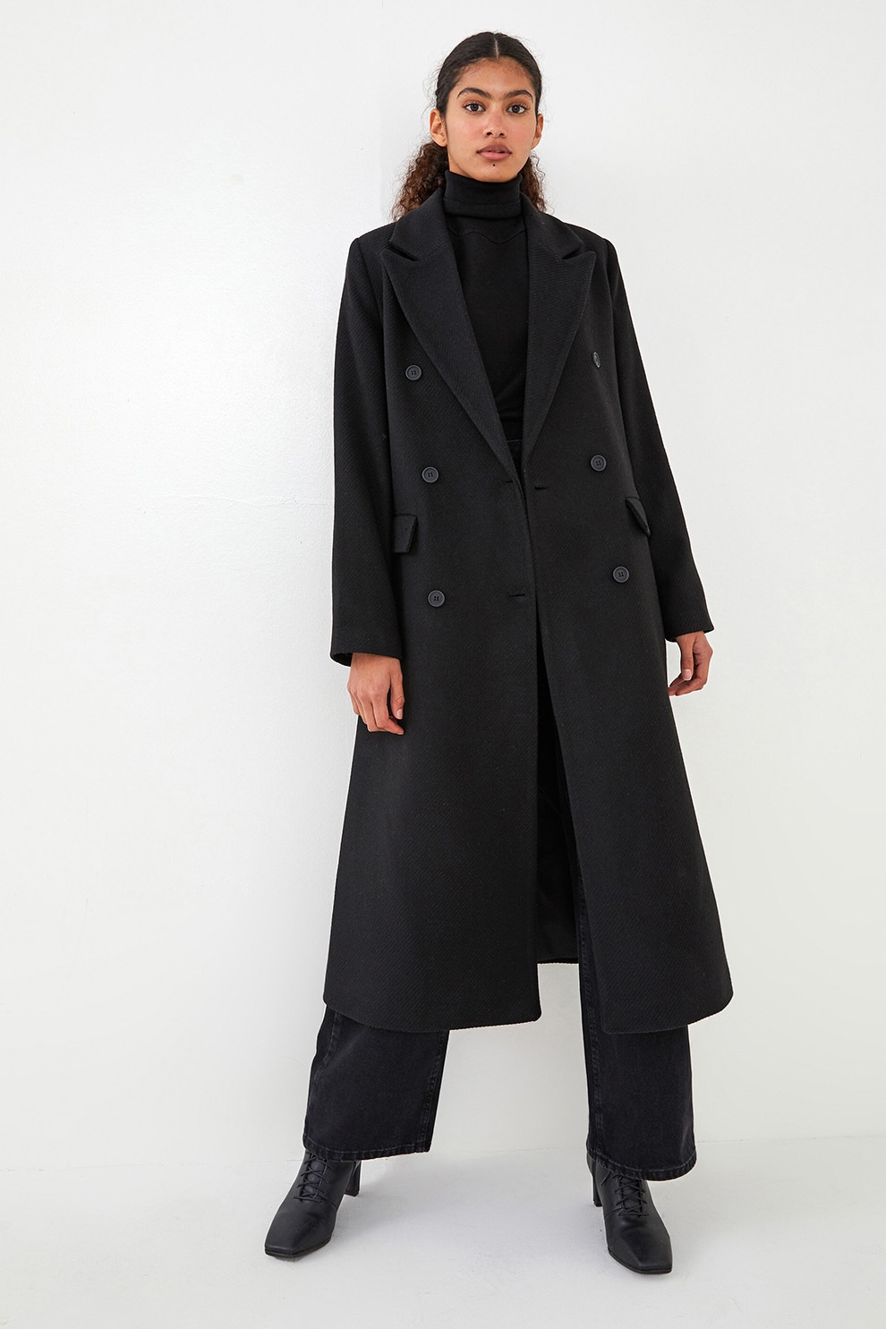 LC WAIKIKI, Palton cu doua randuri de nasturi, Negru