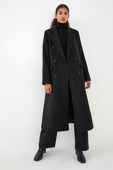 LC WAIKIKI, Palton cu doua randuri de nasturi, Negru LC WAIKIKI, Palton cu doua randuri de nasturi, Negru