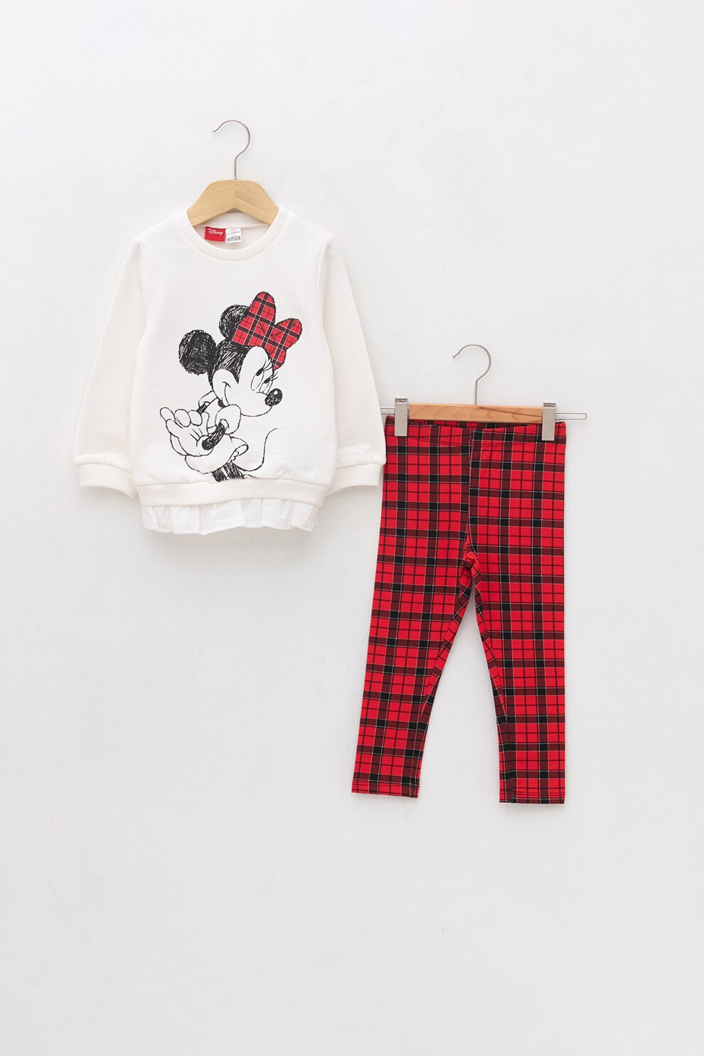 LC WAIKIKI, Pijama cu pantaloni lungi si imprimeu cu desene, Alb optic/Corai/Negru