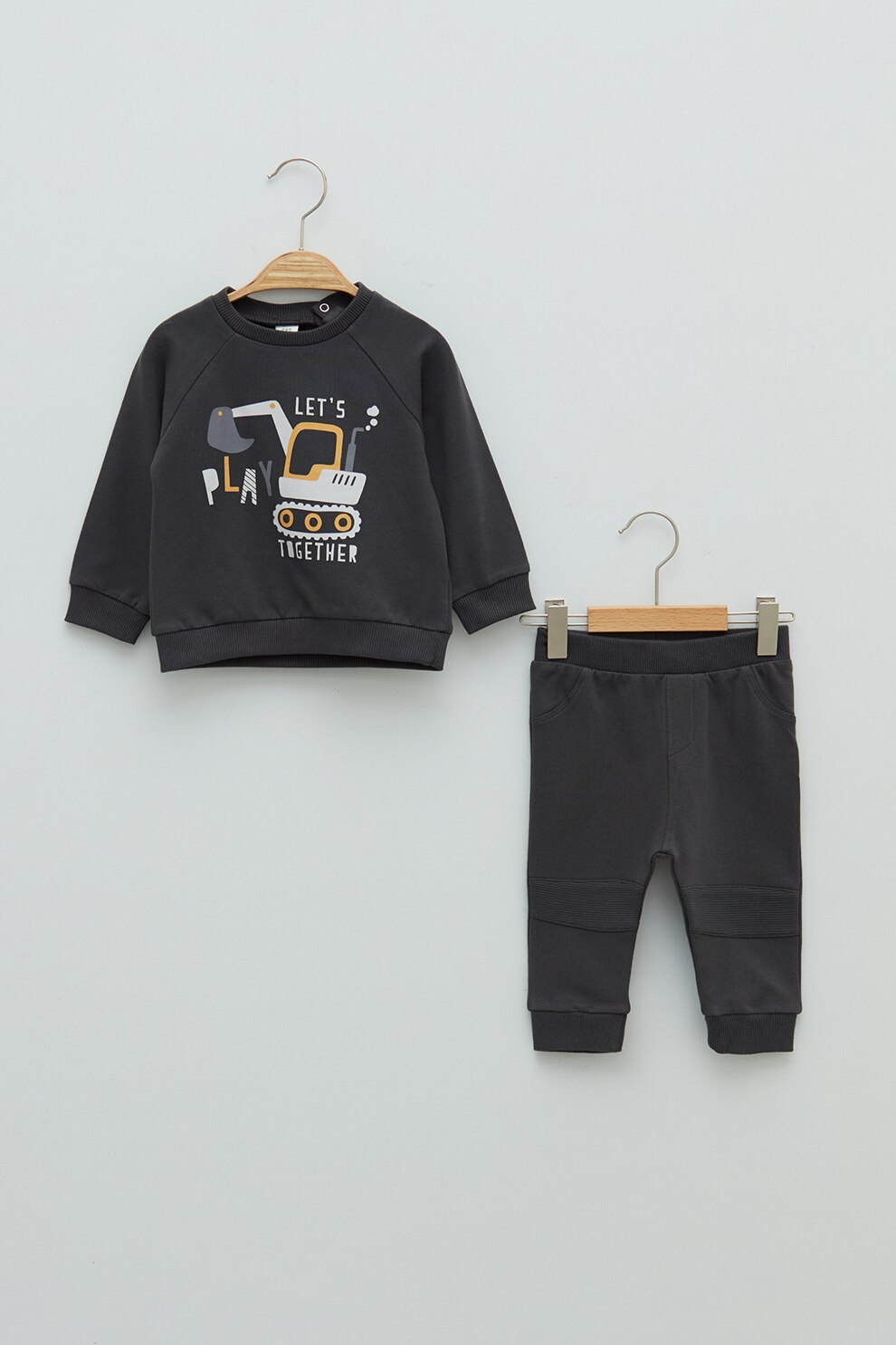 LC WAIKIKI, Set de bluza sport cu imprimeu si pantaloni sport - 2 piese, Negru stins