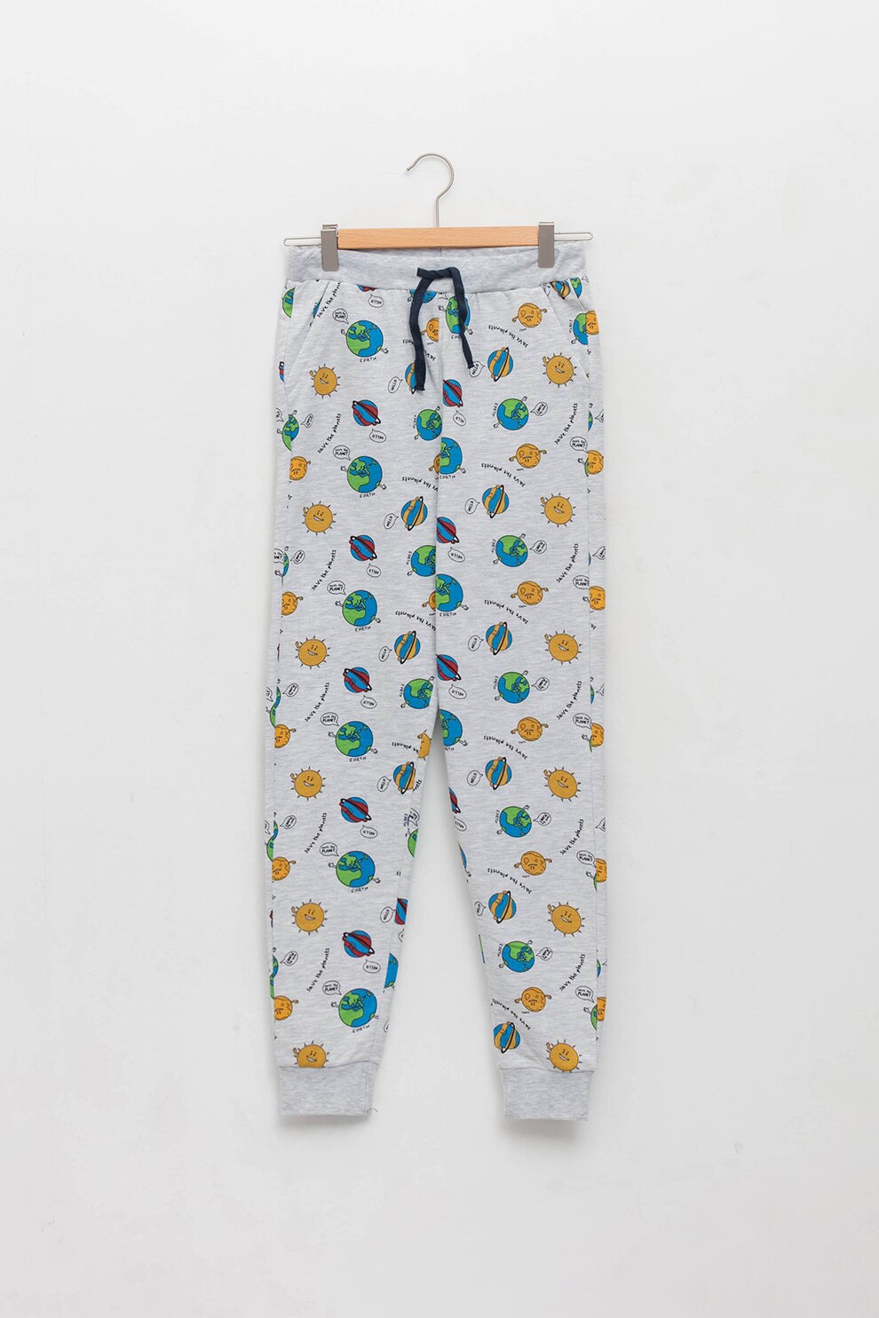 LC WAIKIKI, Pantaloni sport cu model cu planete, Gri deschis/Galben mustar/Albastru lavanda