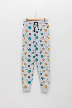 LC WAIKIKI, Pantaloni sport cu model cu planete, Gri deschis/Galben mustar/Albastru lavanda LC WAIKIKI, Pantaloni sport cu model cu planete, Gri deschis/Galben mustar/Albastru lavanda