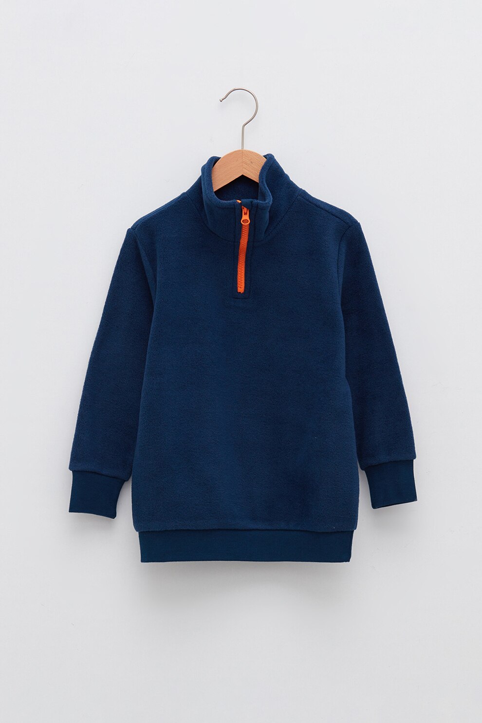 LC WAIKIKI, Bluza sport din fleece cu fenta cu fermoar, Albastru inchis