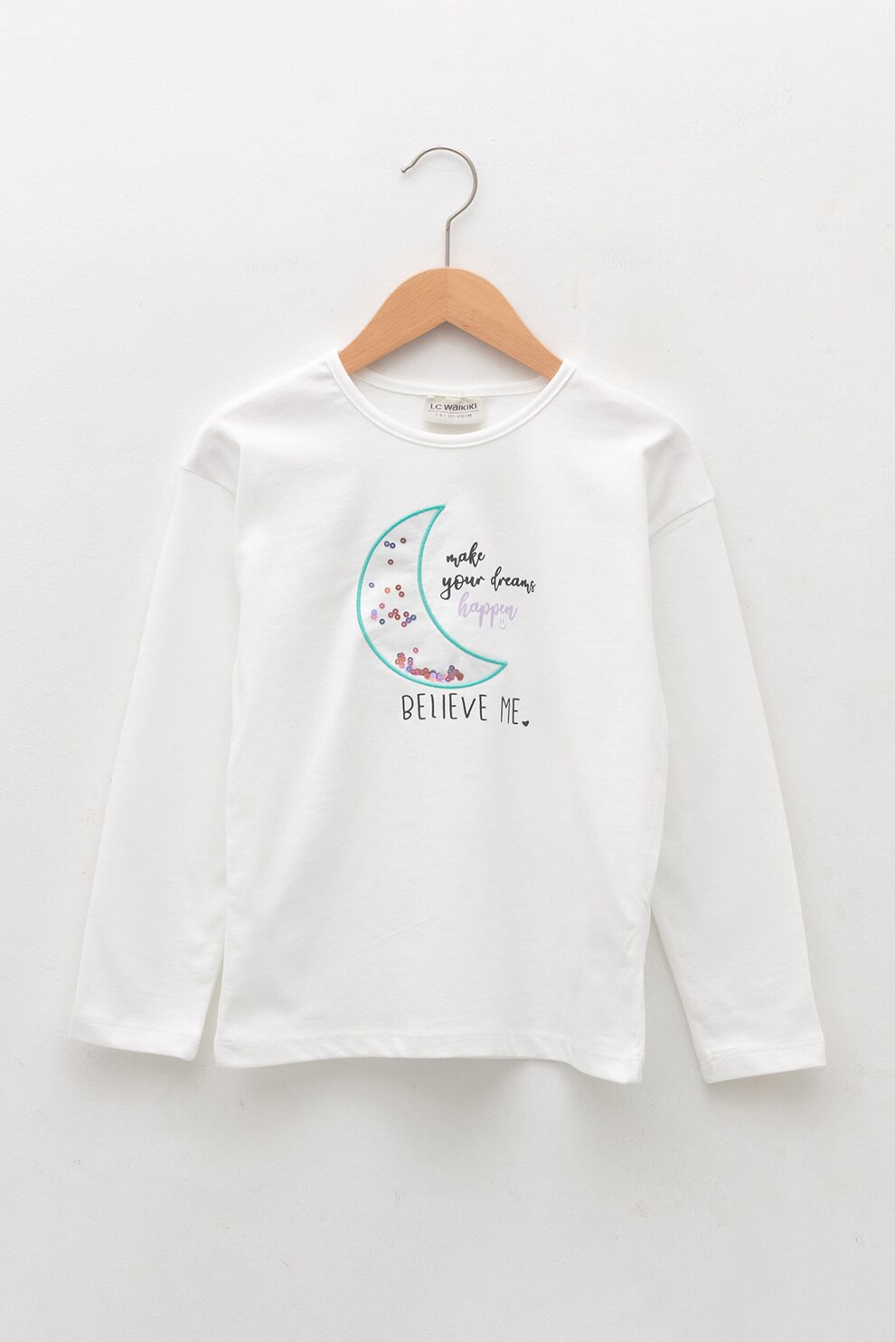 LC WAIKIKI, Bluza de bumbac cu paiete, Alb