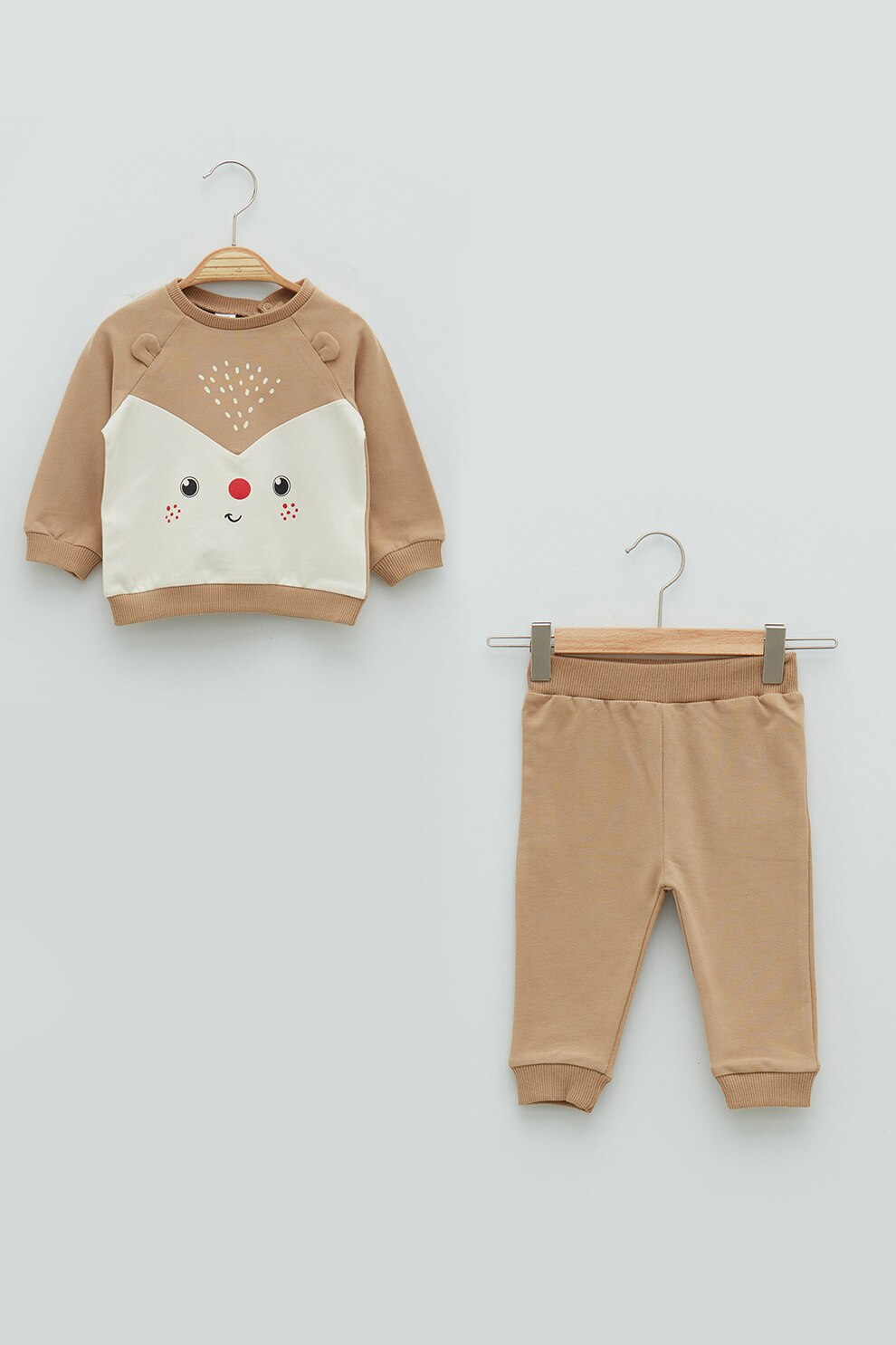 LC WAIKIKI, Set de bluza sport cu imprimeu si pantaloni sport - 2 piese, oranj persan, alb optic