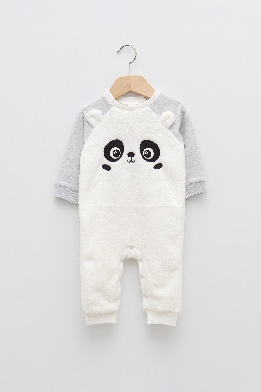 LC WAIKIKI, Salopeta de plus cu maneci raglan, Alb optic/gri deschis