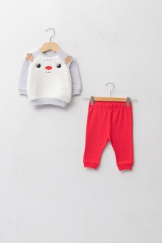 LC WAIKIKI, Set de bluza sport cu aspect pufos si pantaloni sport - 2 piese, Corai/Albastru azur/Alb optic LC WAIKIKI, Set de bluza sport cu aspect pufos si pantaloni sport - 2 piese, Corai/Albastru azur/Alb optic