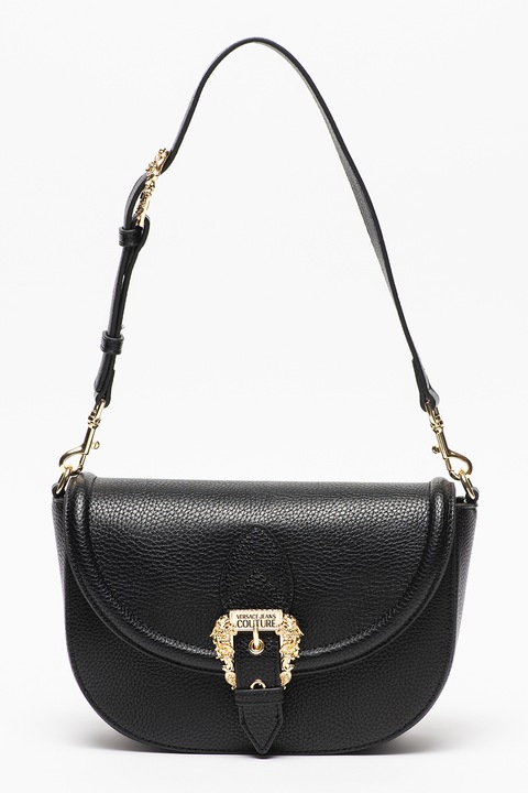 Versace Jeans Couture, Texturált keresztpántos műbőr táska, Fekete