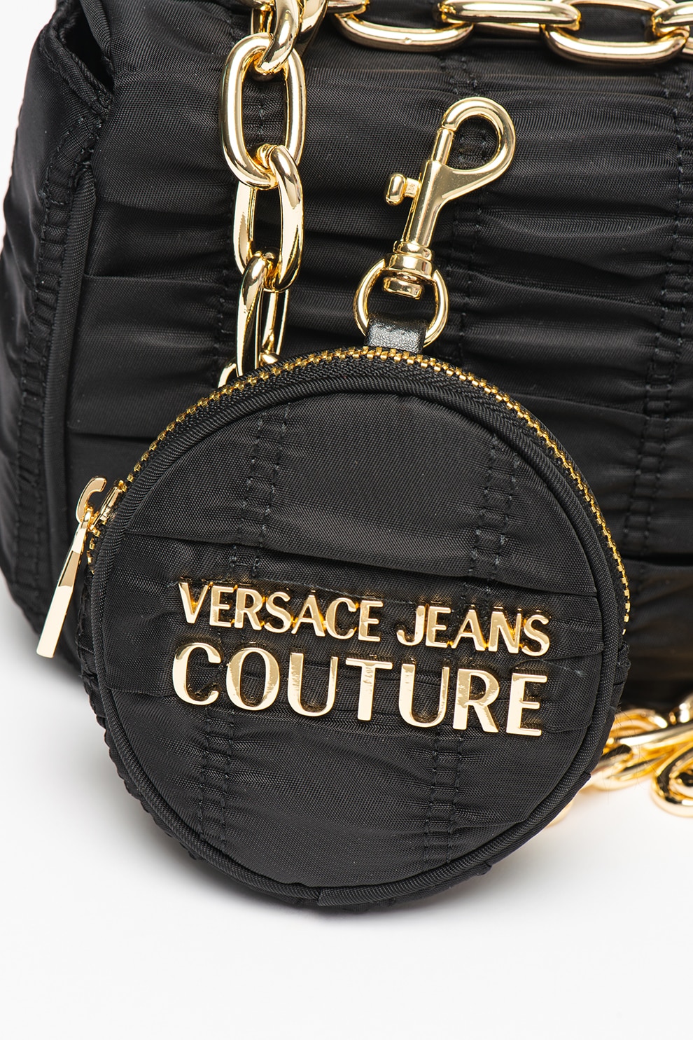 Versace Jeans Couture, Geanta crossbody cu bareta din lant, Negru - eMAG.ro