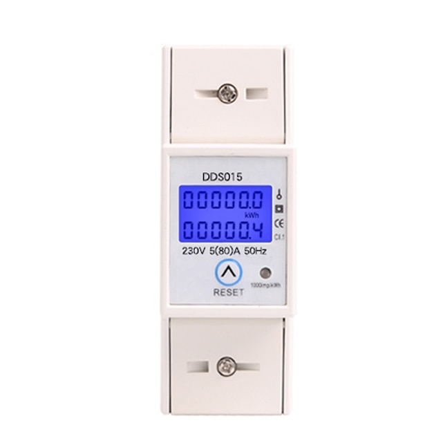 Contor monofazat de energie electrica, Sinotimer, 230V AC 50-60Hz, 5(80)A, ecran digital LED iluminat, DDS015
