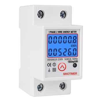 Contor monofazat de energie electrica, Sinotimer, 230V AC 50Hz, 5(80)A, ecran digital LED iluminat, DDS6619-526L-2 Contor monofazat de energie electrica, Sinotimer, 230V AC 50Hz, 5(80)A, ecran digital LED iluminat, DDS6619-526L-2