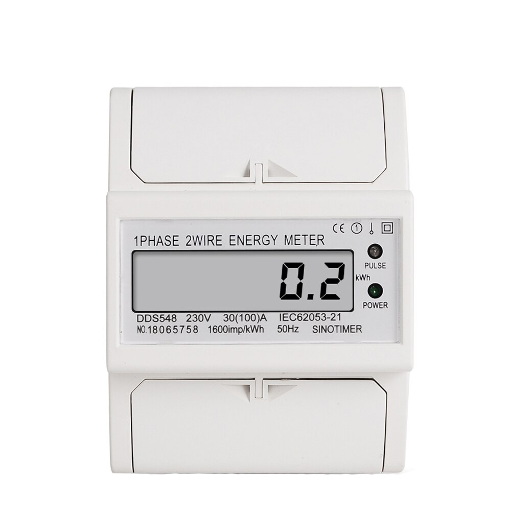 Contor monofazat de energie electrica, Sinotimer, 230V AC 50Hz, 30(100)A, ecran digital LED, DDS548