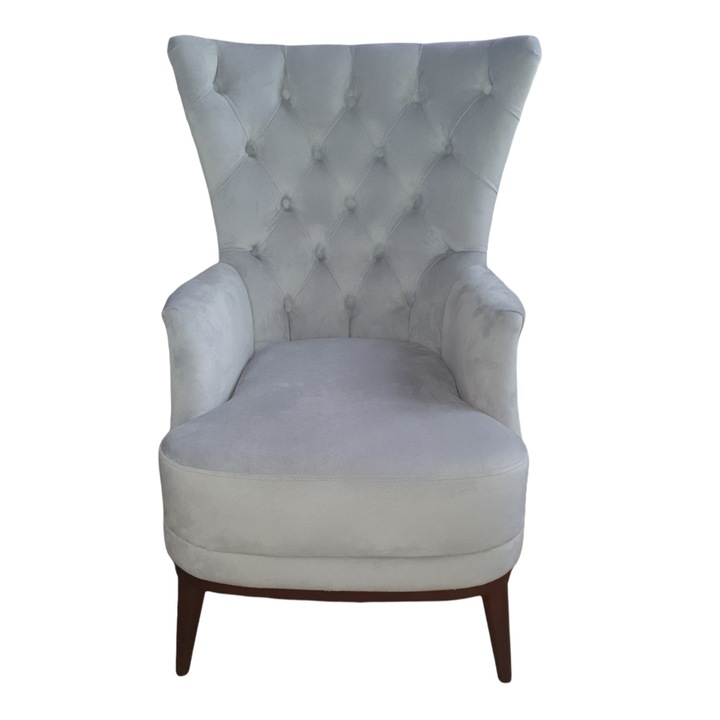 Fotoliu CHESTER King, catifea, gri, 82 x 65 x 104 cm