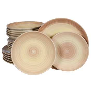 Set Complet Serviciu De Masa, Creme Brulee, 18 piese, Cesiro, Crem/Maro Set Complet Serviciu De Masa, Creme Brulee, 18 piese, Cesiro, Crem/Maro