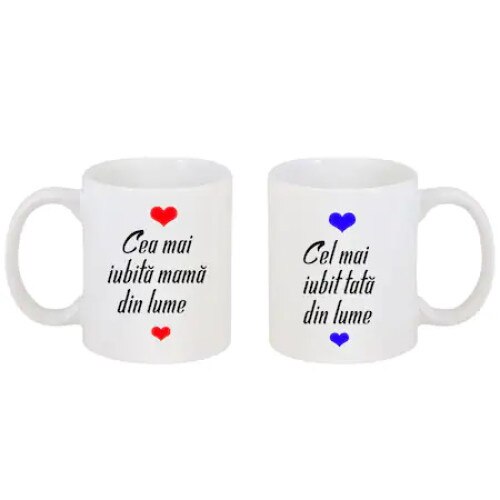 Set 2 cani personalizate pentru parinti, Alb, 325 ml