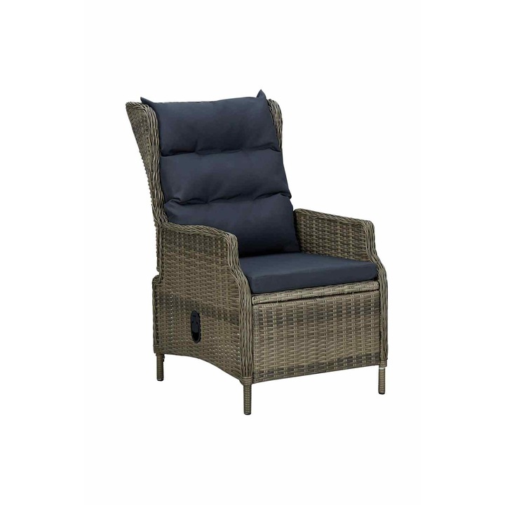 Set mobilier de exterior cu perne vidaXL, 9 piese, maro, poliratan 3060162