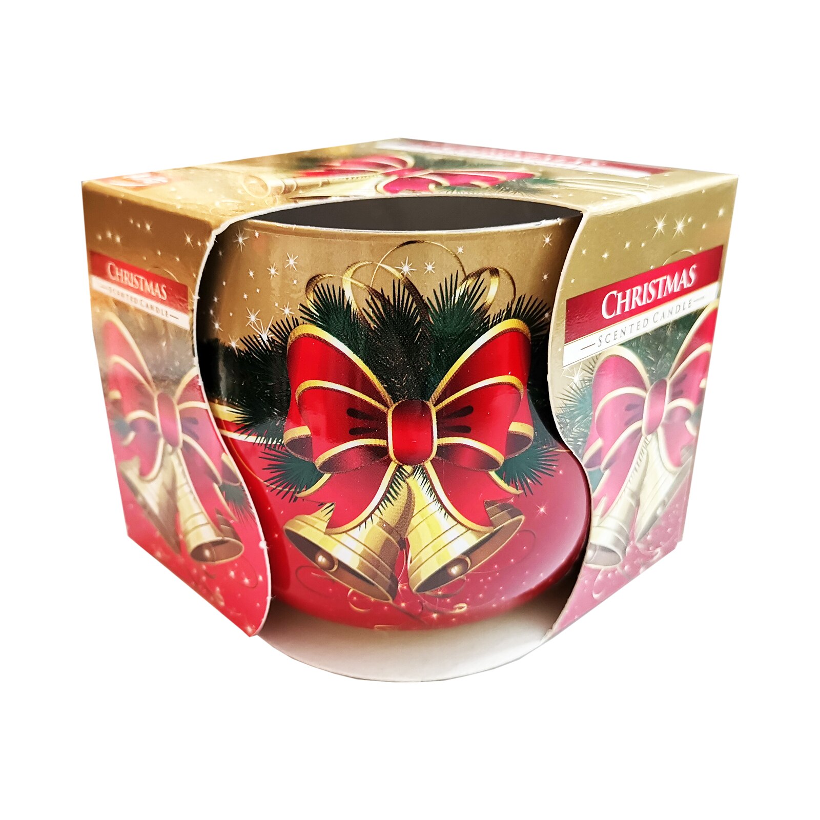 Lumanare parfumata, XMASP, pahar de sticla imprimat, Craciun