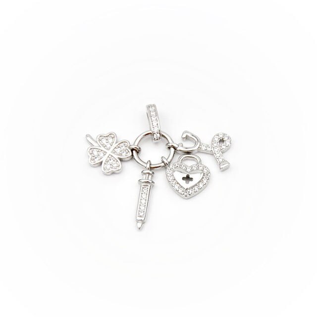 Pandantiv argint, model trifoi, inima