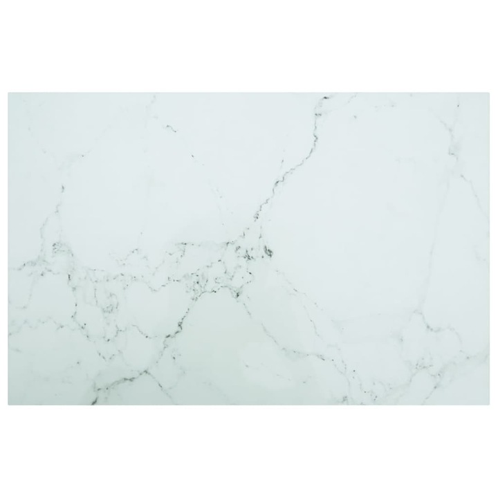 Blat masa vidaXL, alb 100x62 cm, 8 mm, sticla securizata, design marmura, 10.48 Kg