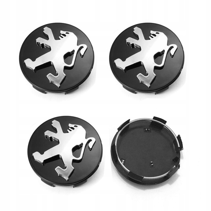 Комплект за джанти Peugeot, Черен, 4 бр. 57 / 60мм