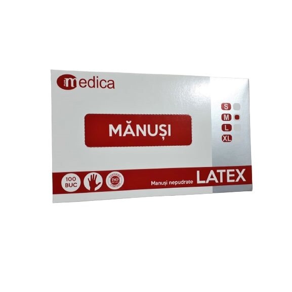 Cutie 100 buc Manusi De Examinare Latex Nepudrate Albe, Marimea M, Medica