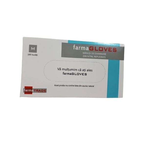 Set 100 buc Manusi De Examinare din Nitril Nepudrate Albastre, Marimea M, Farma Gloves