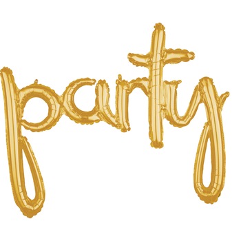 Balon folie Script Party auriu, AMS 36698 Balon folie Script Party auriu, AMS 36698
