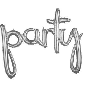 Balon folie Script Party argintiu, AMS 3669711 Balon folie Script Party argintiu, AMS 3669711
