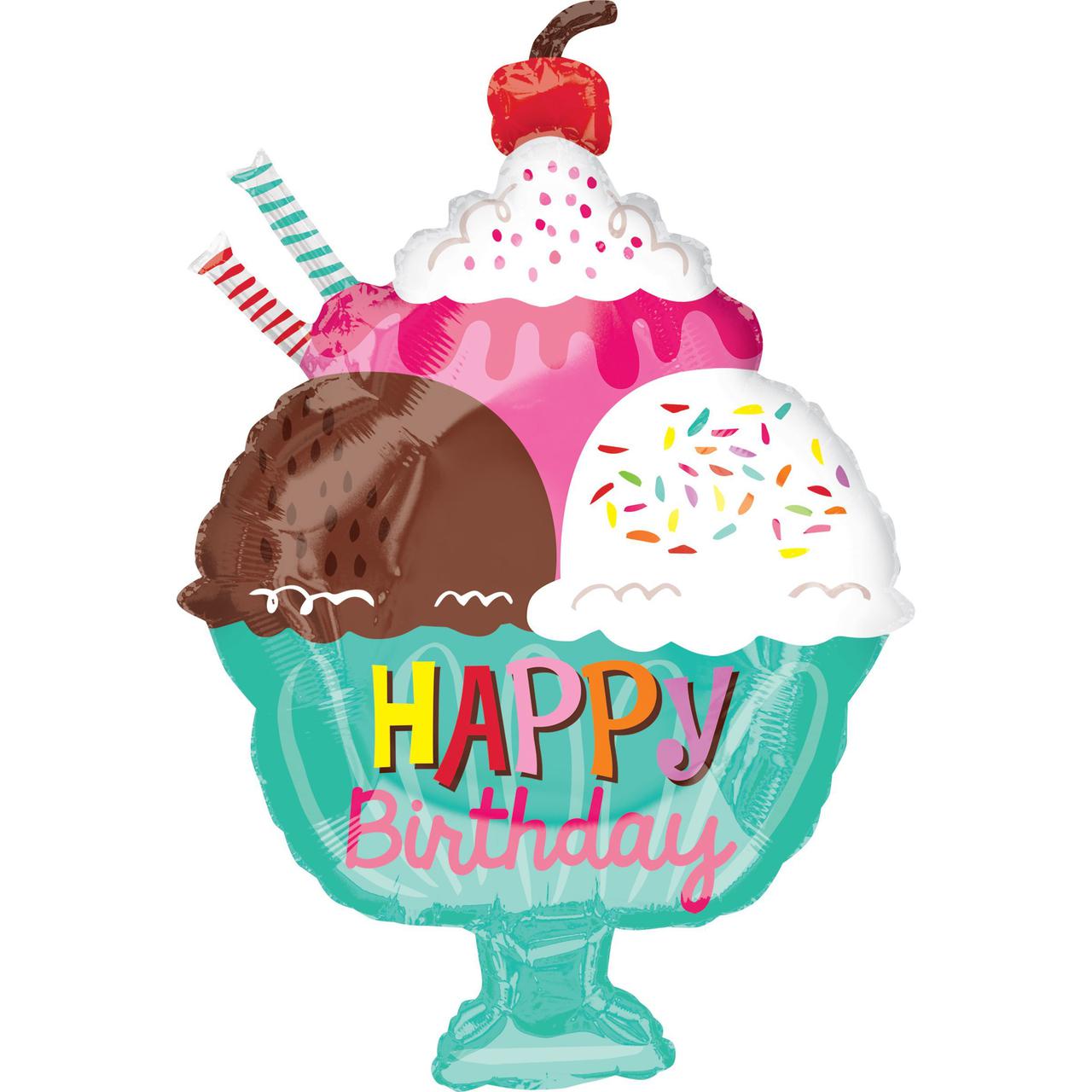 Balon Folie Figurina Cupa Inghetata HBD 38 x 58cm, AMS 35617