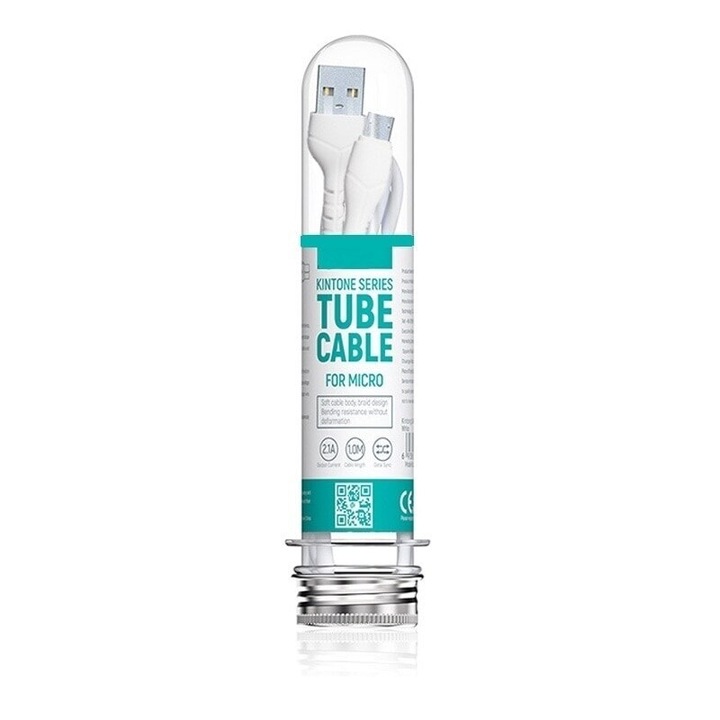 Кабел Devia Kintone, Tube Cable, USB - Micro, 1,0 м, Бял