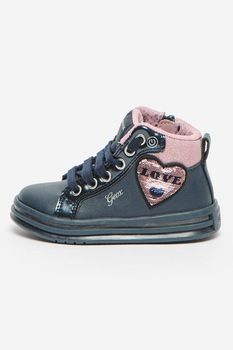 Geox - Спортни обувки Pawnee от еко кожа с пайети, Тъмносин / Розов