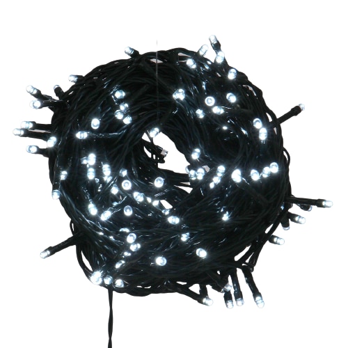 Instalatie Craciun DacEnergy©, 17,9 metri, 180 LED-uri albe, lumina rece, 0,36W, controler cu 8 functii, cu baterii