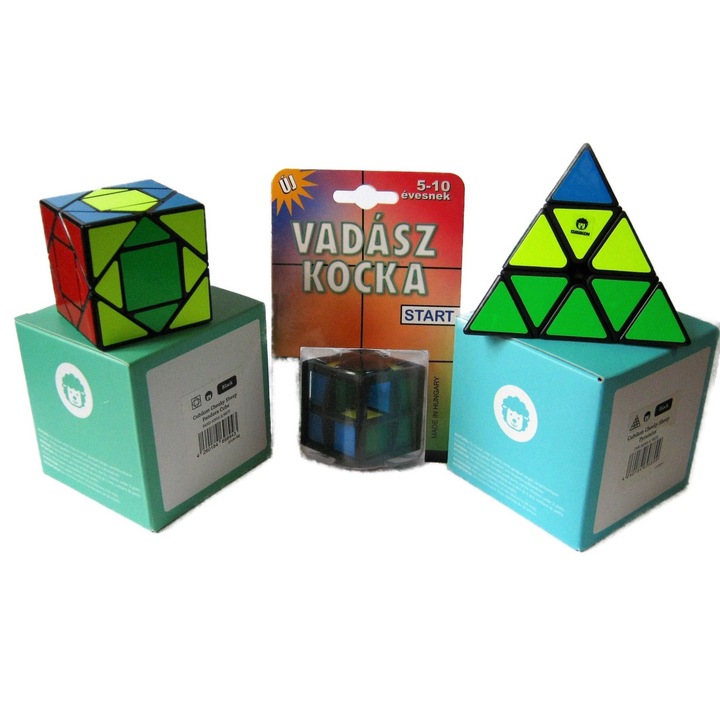1 RETRO+2 ÚJ rubik-logikai játék 2x2 Vadász kocka+Cubikon Pandora+Pyraminx #37