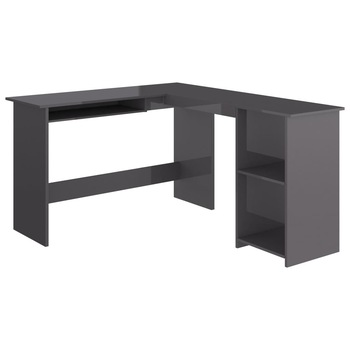 Birou de colt in forma de L, gri lucios, 120 x 140 x 75 cm, PAL 800755 Birou de colt in forma de L, gri lucios, 120 x 140 x 75 cm, PAL 800755
