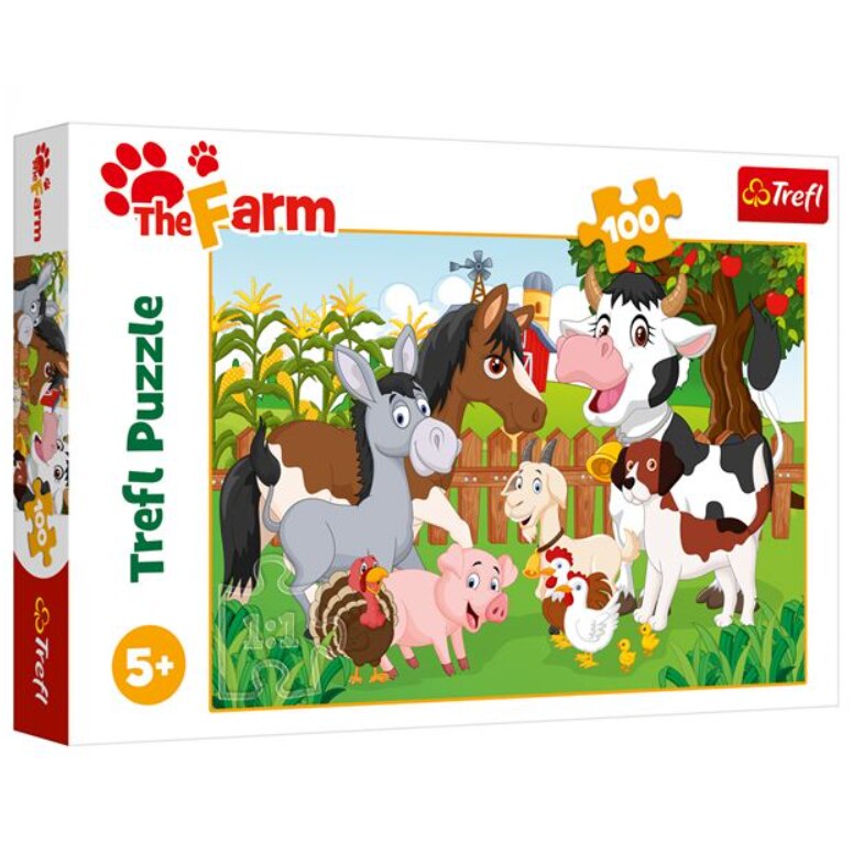 Puzzle pentru copii cu o imagine animalelor de ferma, 100 piese - eMAG.ro