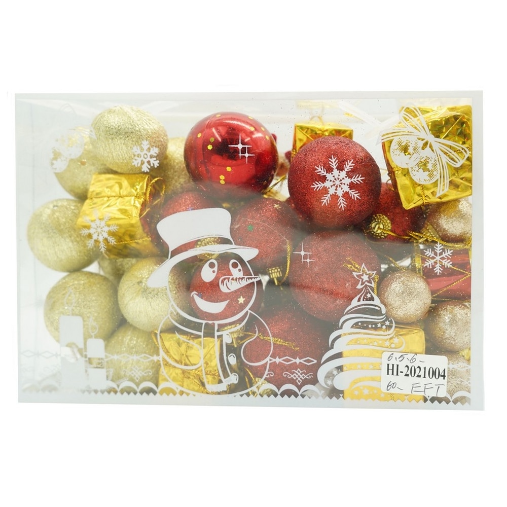 Set 45 Globuri de Craciun Zenino® - Globuri Diverse Forme, Decoratiuni Brad, Rosu/Auriu