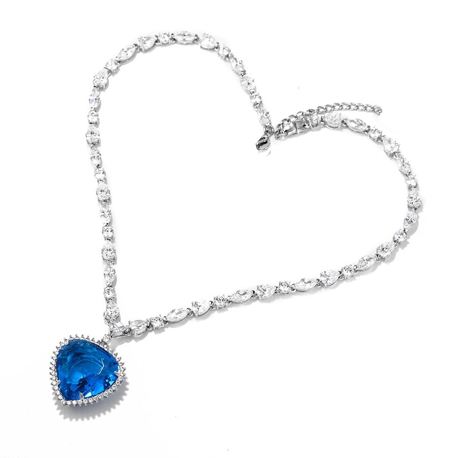 Colier Luxury Heart of the Ocean, dublu placat Rodiu