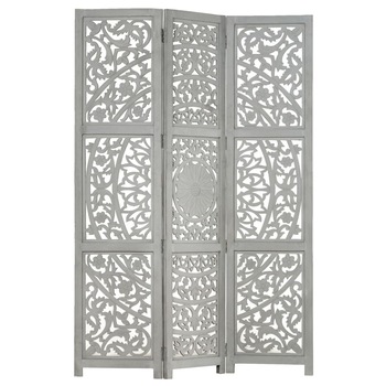 Paravan camera sculptat manual 3 panouri gri 120x165 cm mango 285337 Paravan camera sculptat manual 3 panouri gri 120x165 cm mango 285337