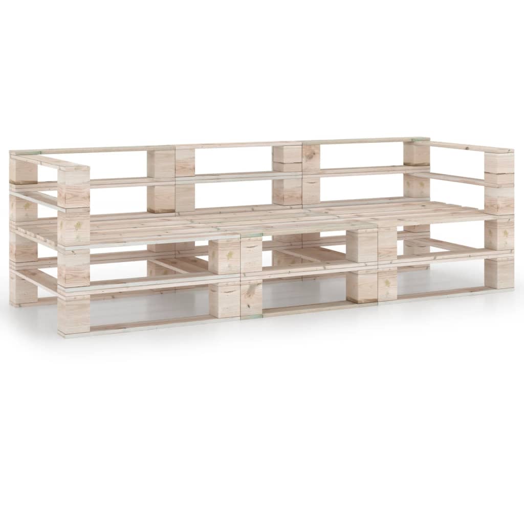Canapea de gradina din paleti cu 3 locuri vidaXL, Lemn, 70 x 67.5 x 62 cm, Maro