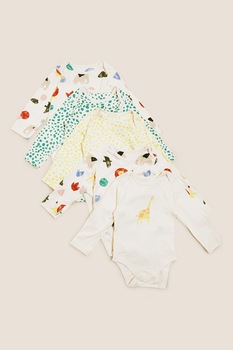 Marks & Spencer, Set de body-uri cu imprimeu - 5 piese, Multicolora Marks & Spencer, Set de body-uri cu imprimeu - 5 piese, Multicolora