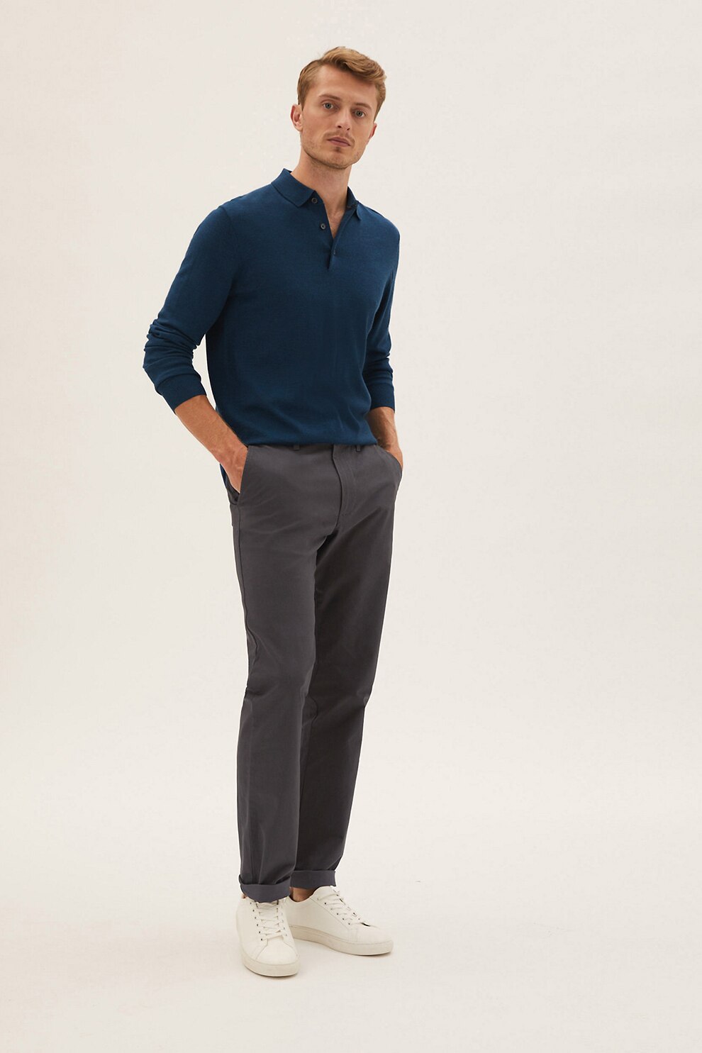 Marks & Spencer, Pantaloni chino regular fit, Gri carbune